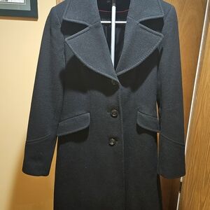 DKNY Woolblend Classic Black Trench Coat